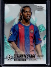 2025-26 Topps UEFA Ronaldinho Ultimate Stage Chrome Aqua Refractor #/199