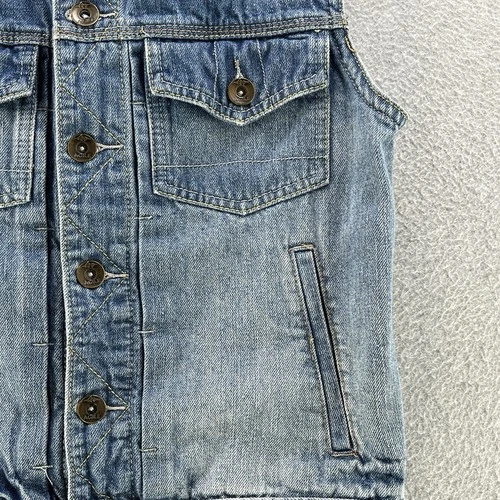 Agile Denim Mens Vest Medium M Blue Chaleco Button Up Collared Outdoor  image 3