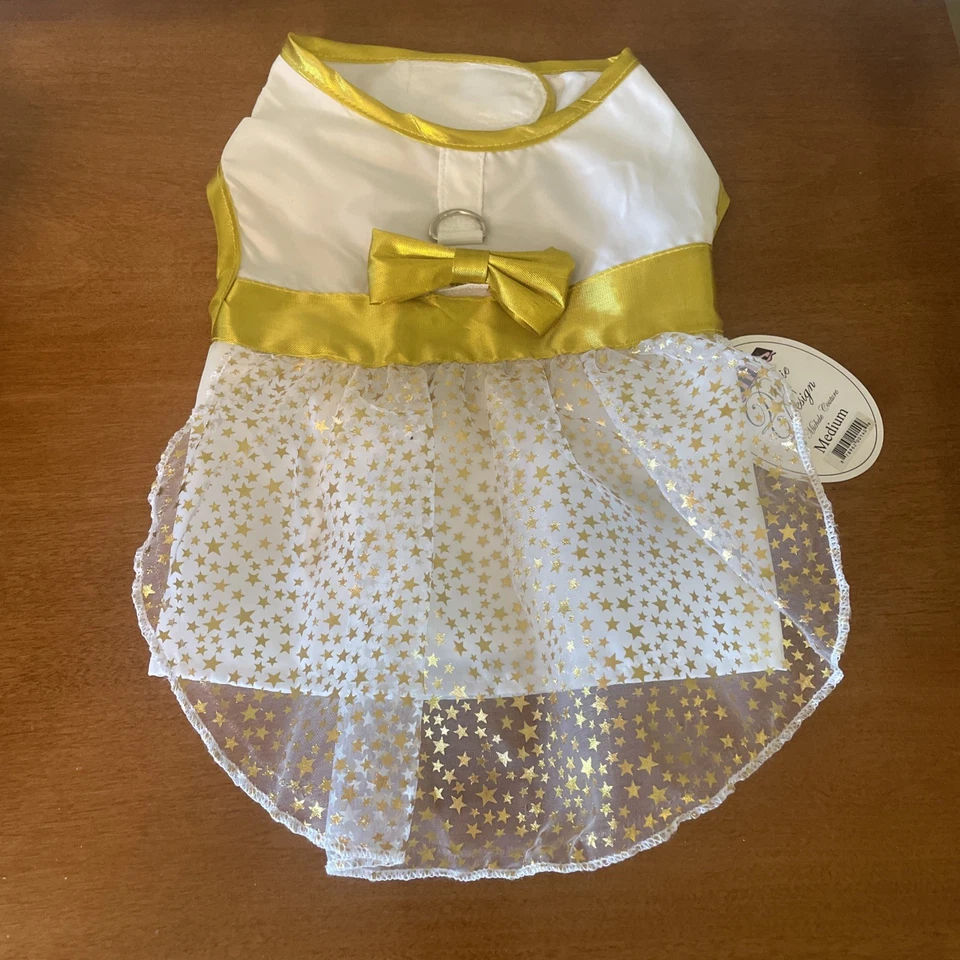 NWT Doggie Design Dog Dress Costume Size M Gold Shimmer - Image 2 of 4