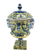 Antique Chinese Goat Head Vase/Urn & Lid Home Decor 6.5" Collectible Rare Yellow