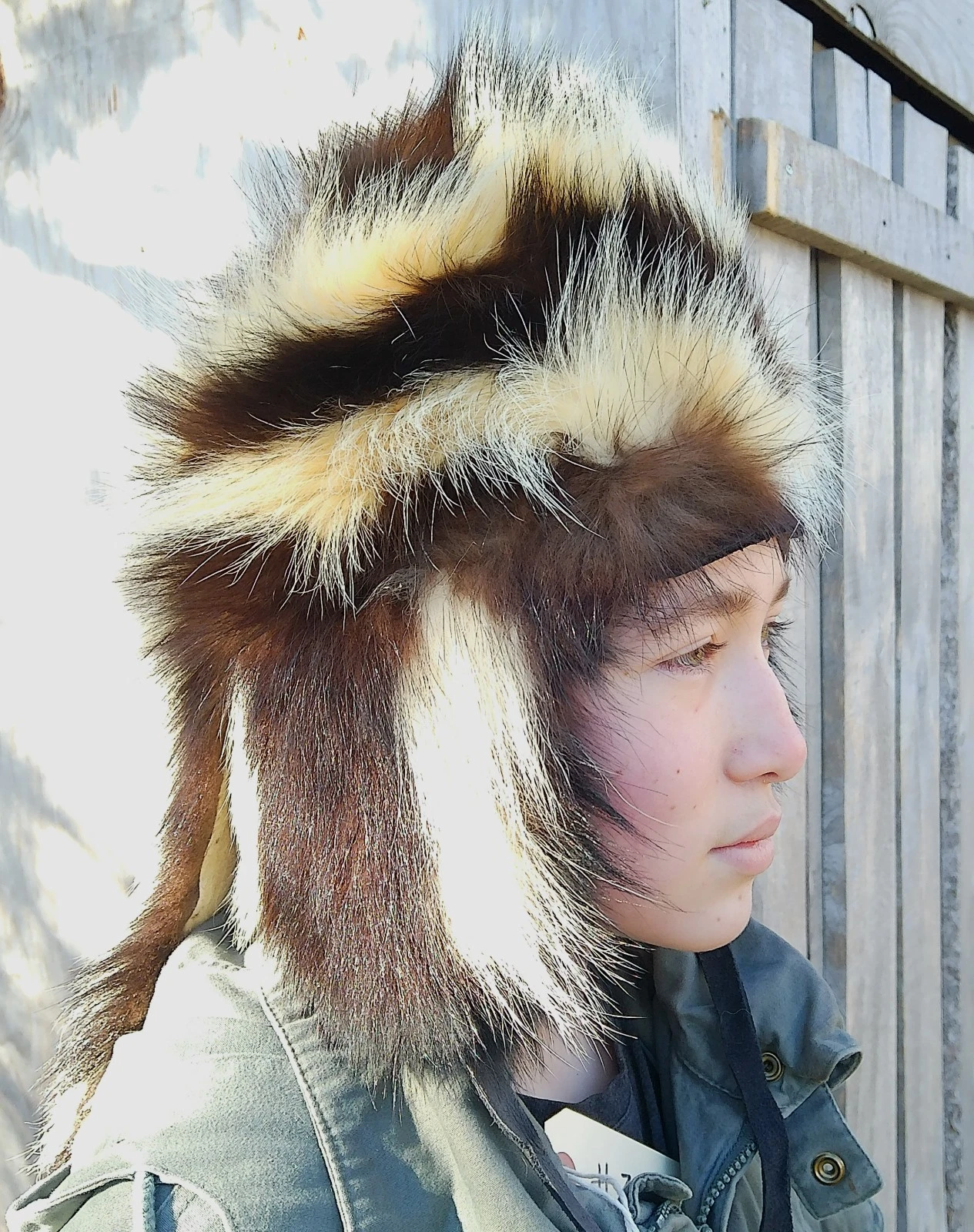 Skunk Fur hat with skunk tail mountain man