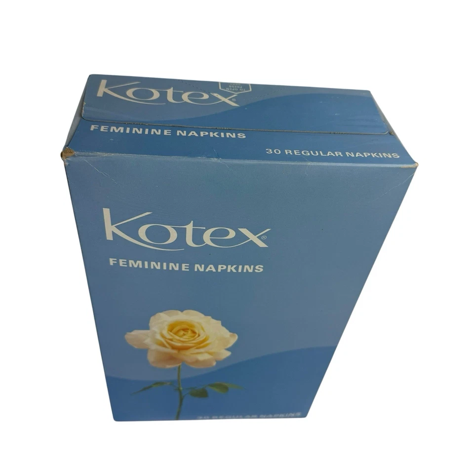 Vintage Kotex 30 Regular Feminine Napkins Blue Rose Box Proportioned Movie Prop - Image 3 of 4