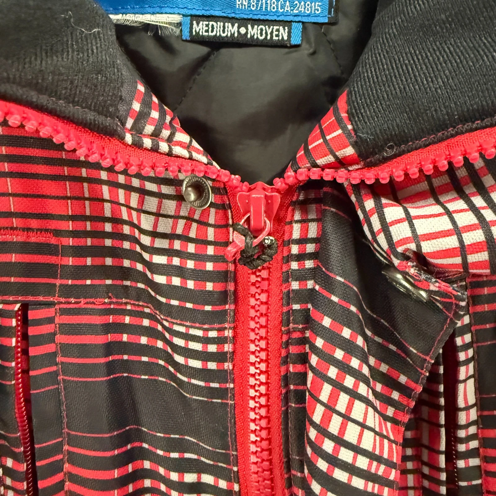 Liquid Mountain Casual Mens Medium Snowboard Ski Hooded Jacket Black Red Plaid image 3