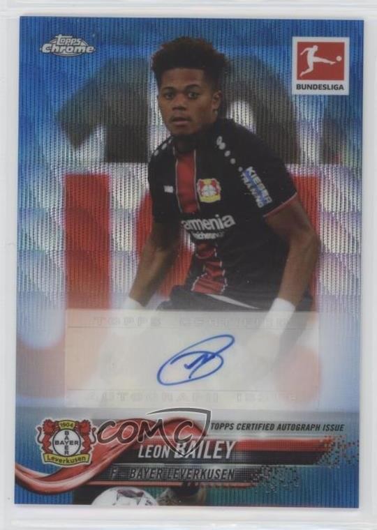2018 Chrome Bundesliga Blue Wave Refractor 59/75 Leon Bailey Rookie Auto RC i4v