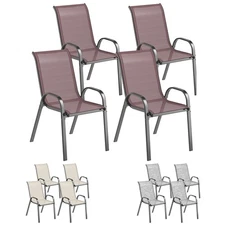Outsunny Set of 4 Patio Dining Chairs, Stackable Outdoor Chairs