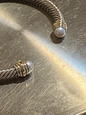 David Yurman Cable Classics 5mm Pearls and 14K Gold Cable Cuff Bracelet SMALL
