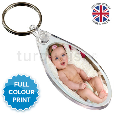 Personalisierter individueller Fotogeschenk Schlüsselanhänger 50 x 25 mm | rund oval Finsternis