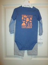 NWT Carter's Baby Boys 2-Piece Bodysuit  Pant Set Long Sleeve Size 12M