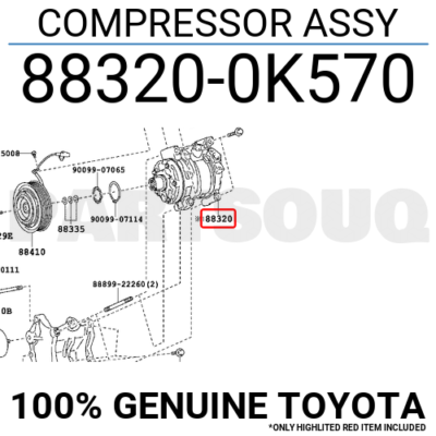 883200K570 Genuine Toyota COMPRESSOR ASSY 88320-0K570 | eBay