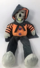 STAINS Vtg 1997 Stuffins 21 22” Hanging Plush Skeleton  Grim Reaper Halloween