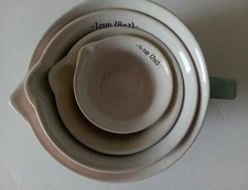 Vintage Old East Main Co. Colorful Ceramic 4 Piece Measuring Cup Set