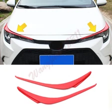 RED ABS front Headlight Eyebrows Eyelids Trim 2pcs For Toyota Corolla 2020-2022