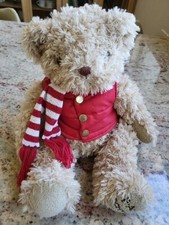 FAO Schwarz Plush Teddy Bear in Light Brown w/Red Jacket  Scarf 12" Plush