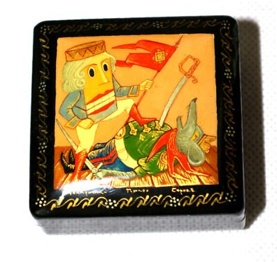 Russian ORIGINAL Completely Hand Painted Lacquer Box Fairy Tale Nutcracker #86