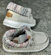 Hey Dude Wendy Youth Size 13 Girls TD13 Fold Baja Boot Kids Slip-On Shoes Cream