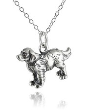Golden Retriever Dog Necklace - 925 Sterling Silver - 3D Animal Charm Dogs