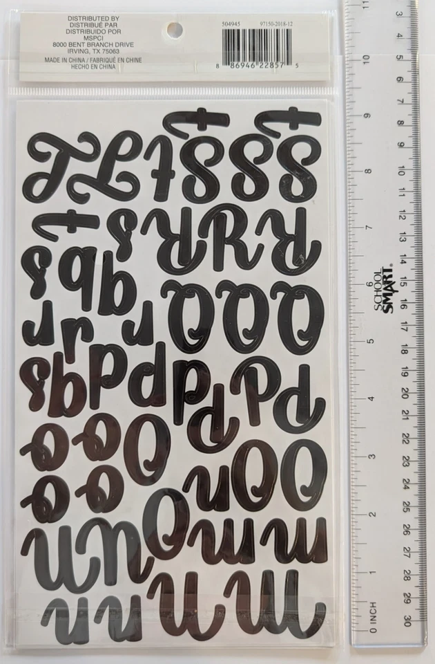 Pegatinas grandes para álbumes de recortes letras alfabeto escritura negra por recuerdos Foto 3 de 3