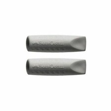 Faber Castell Grip 2001 Eraser Caps In Grey Pencil Top - Pack 2