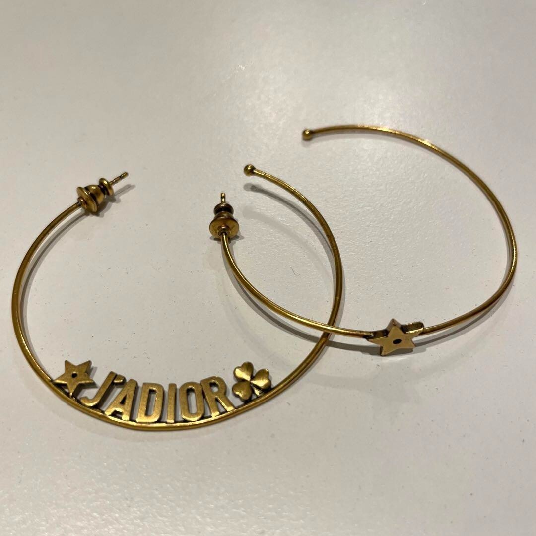 Auth Dior's J'Adior Hoop Earrings Gold Metal without … Gem