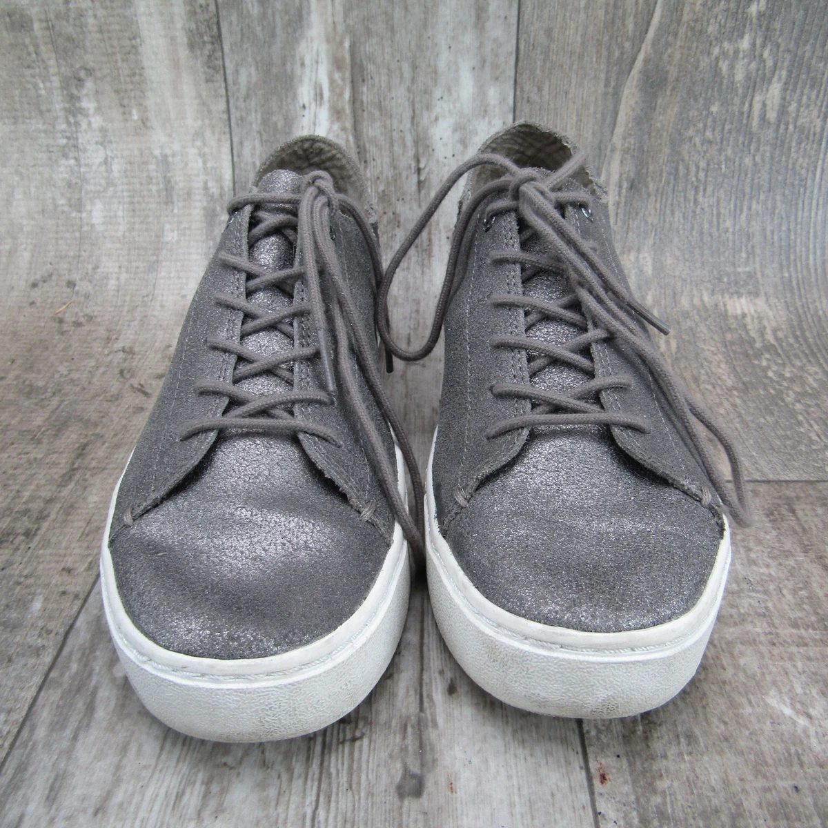 Toms Lenox Womens US 7 Sneakers Shoes Gray Silver Metallic Leather
