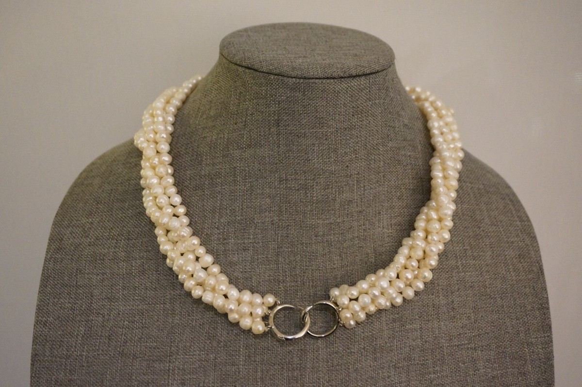 K18 750 ITALY ネックレス パール PN007 Freshwater Pearls Necklace 5-Strand Twisted Elegant