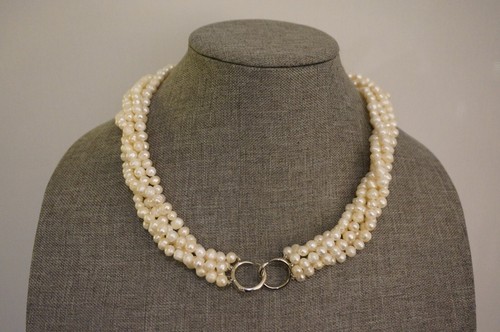 PN007 Freshwater Pearls Necklace 5-Strand Twisted Elegant Princess Long 21-22" - Picture 2 of 9