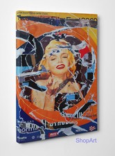 Quadro Vernice Pennellate  Mimmo Rotella Omaggio a Marilyn Stampa su Tela Canvas