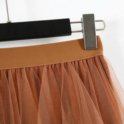 Women High Waist Tulle Mesh Skirt Sheer Net Tulle Pleated Maxi Party Dress New - Picture 3 of 18