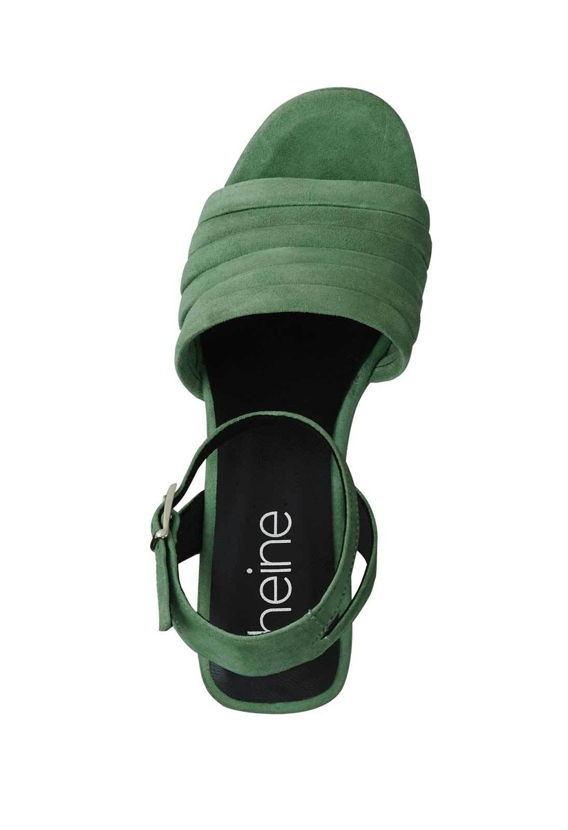 HEINE Damen Ziegen-Veloursleder-Sandalette, grün