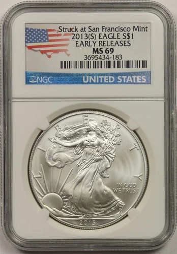2013 (S) Silver Eagle $1 MS 69 NGC Early Releases Struck at San Francisco