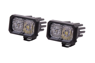Diode Dynamics SS2 Pro White Combo Light Pod Set W/ White Backlight W/ Harness