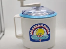 Donvier Vintage Chillfast Ice Cream Maker 1 Quart 2 Pints Blue Rim Japan