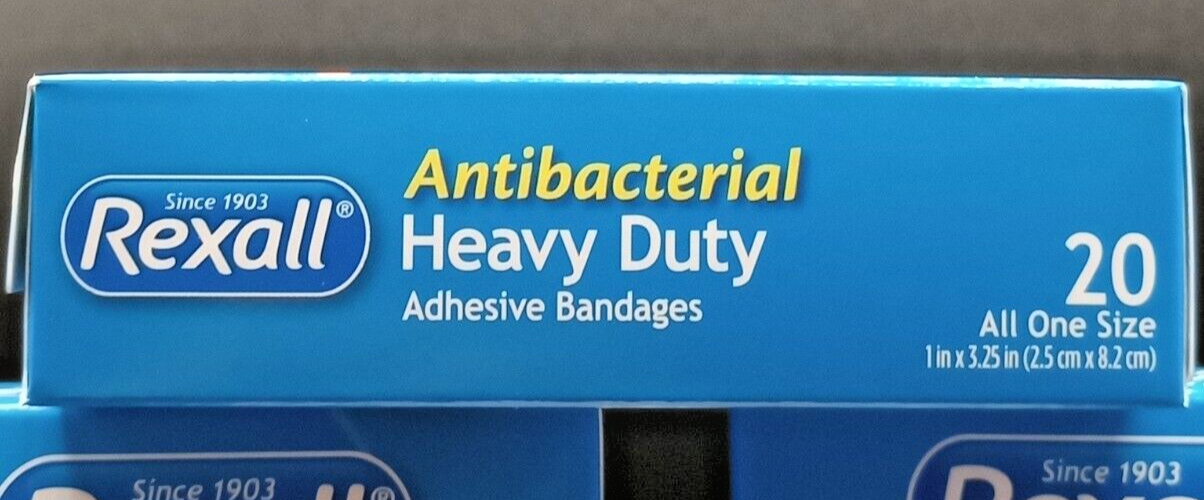(Lot of 3) Rexall HeavyDuty Antibacterial Bandages 1 size 20 Ct. Ea