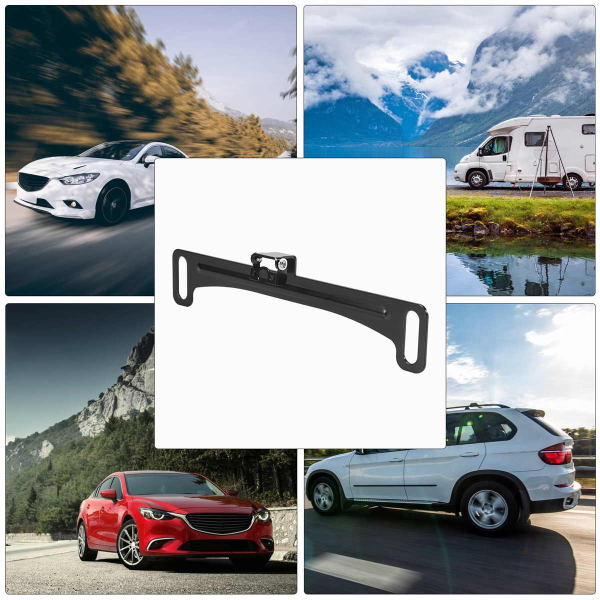 2X(Universal Car Rear View Camera License Plate Bracket Kit Accessories