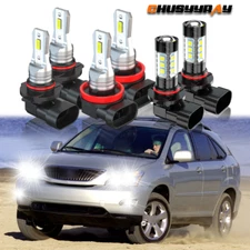 6000K LED Headlight Fog 6X Bulbs Combo For Lexus RX330 2004-2006 RX350 2007-2009