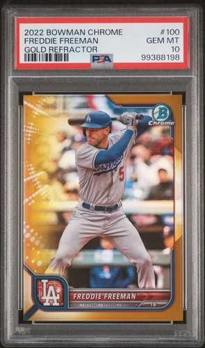 2022 Bowman Chrome Freddie Freeman True Gold Refractor /50 Dodgers PSA 10