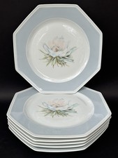 Superbes 6 GRANDES ASSIETTES PLATES MANUFACTURE ROYALE LIMOGES Rose des Neiges