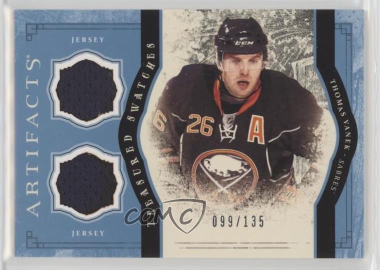 2011 Upper Deck Artifacts Treasured Swatches Blue 99/135 Thomas Vanek #TS-TV 1o3