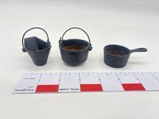 Lot Of 3 Vtg Cast Iron Miniatures Pot Skillet Pan Cauldron dollhouse