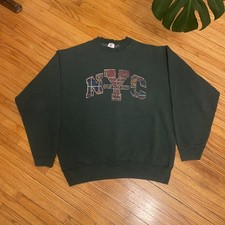Vintage 90s XL New York City NYC CrewNeck Sweatshirt Green