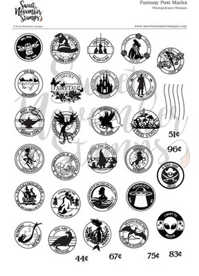 Sweet November Stamps, clear stamp, Fantasy Post Marks