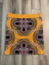 Maeve Anthropologie Women  s Orange Black Geometric Print Pencil Skirt Size 12