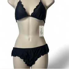 Black Scalloped Bikini, Women  s Size M