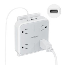 Tessan Multi Plug Outlet Extender Outlet Splitter 3 Usb 1 Usb C Port Wall