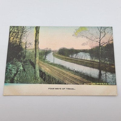 PA Pennsylvania Four Ways of Travel Canal River Railway Road 1900s Antique PC