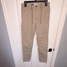 Old Navy Slim Built-In Flex Beige Cotton Boys Pants Elastic Waist Pockets S