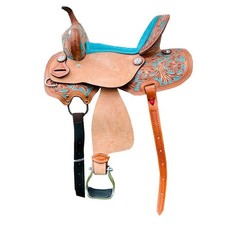 Leather Horse Saddle Western Barrel Racing Racer Trail Tooled Carved Equestrian