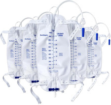 5 Pack Urinary Drainage Bag, 1000ml Catheter Leg Bag with Anti-Reflux Chamber