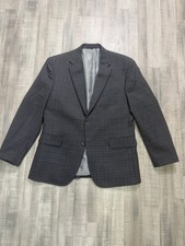 Jos A Bank Blazer 43R Signature Collection Gray Plaid Wool Blend