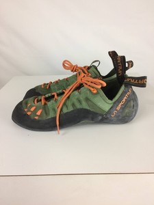 Very Good La Sportiva Tarantulace Men's Climbing Shoes, Olive/Tiger, M45.5